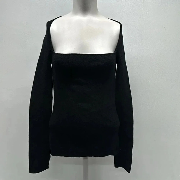 Eleven Six Elle Sweater Knit Jumper Square Neck Ribbed Bodycon Black Large - Picture 2 of 11